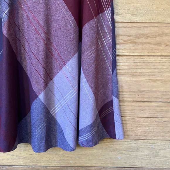 Vintage 70s red burgundy purple plaid skirt - Picture 3 of 5